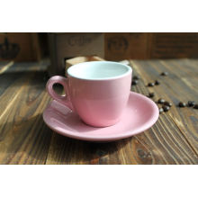 Hot sale porcelain cups and plates with pink glazed